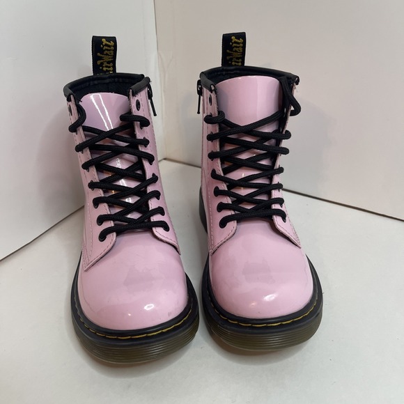 Dr. Martens 1460J Pink Leather Lace Up/Zip AirWair Boots wBouncing Soles SZ 1 US - Picture 2 of 16